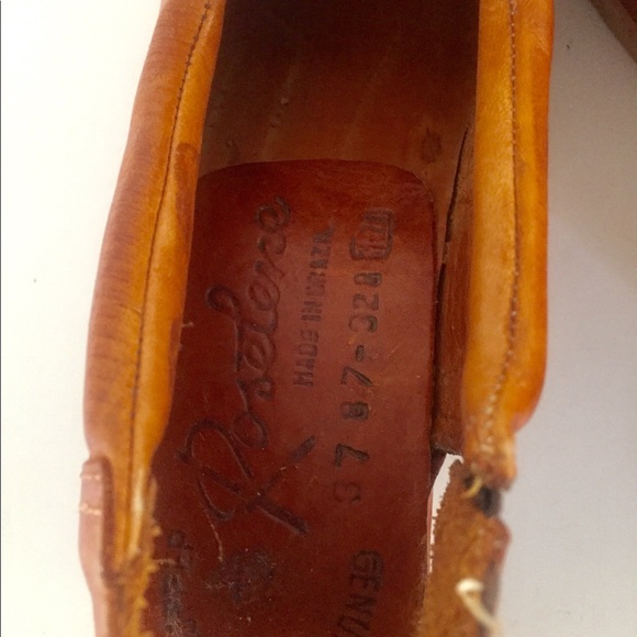 SOLD Vintage leather Platform Clogs cut out Wood - Picture 5 of 7